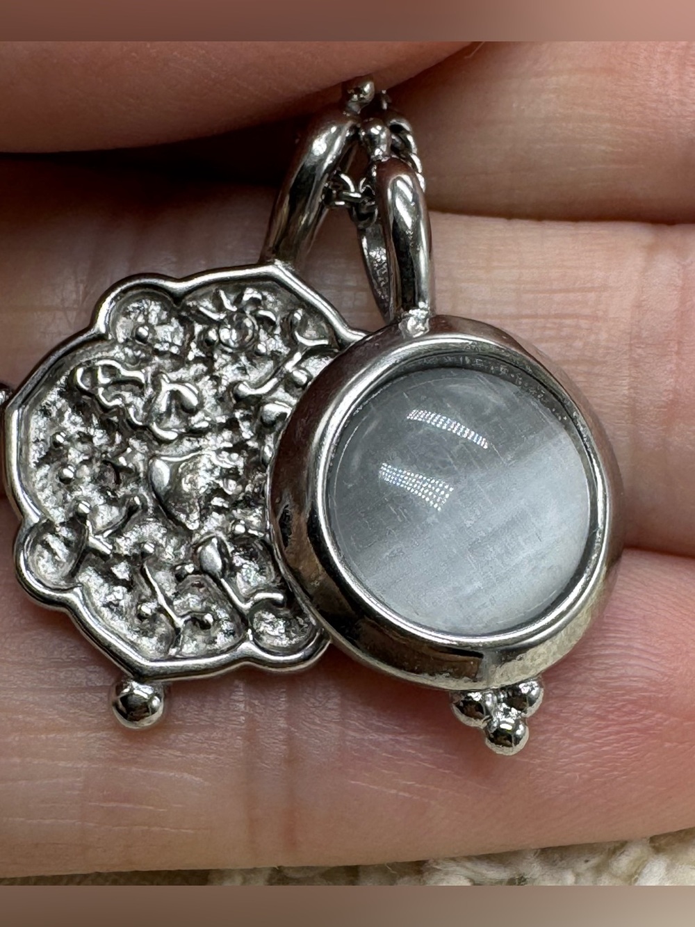 Long Silver Layered Double Pendant Necklace Set